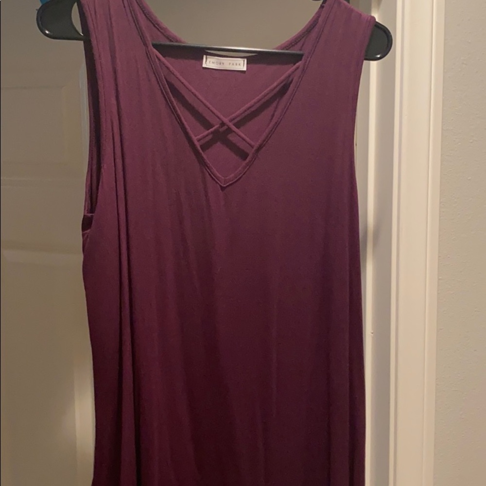 Burgundy sleeveless blouse